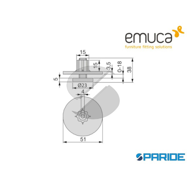 PIEDE REGOLABILE M10X51 CIRCOLARE PER MOBILI  8069601 EMUCA