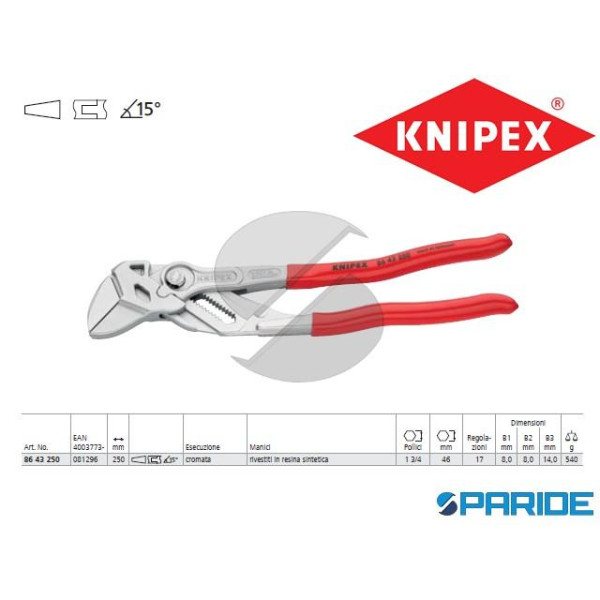 PINZA CHIAVE 86 43 250 REGOLABILE KNIPEX