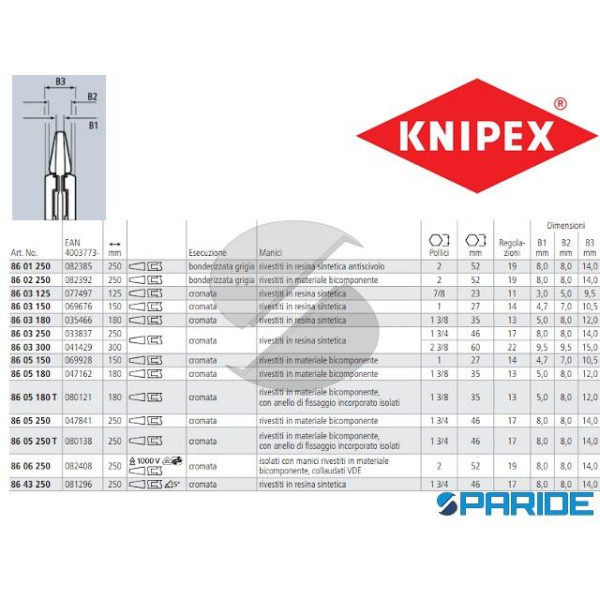 PINZA CHIAVE REGOLABILE 86 03 300 KNIPEX