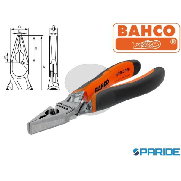 PINZA UNIVERSALE 2628G-180IP BAHCO CON IMPUGNATURA...