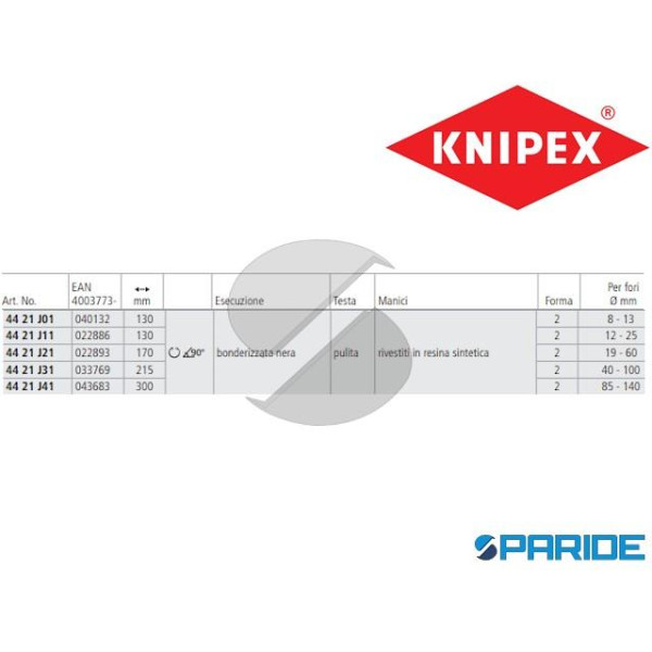 PINZA PER ANELLI DI SICUREZZA 44 21 J41 KNIPEX INTERNI 90 GRADI