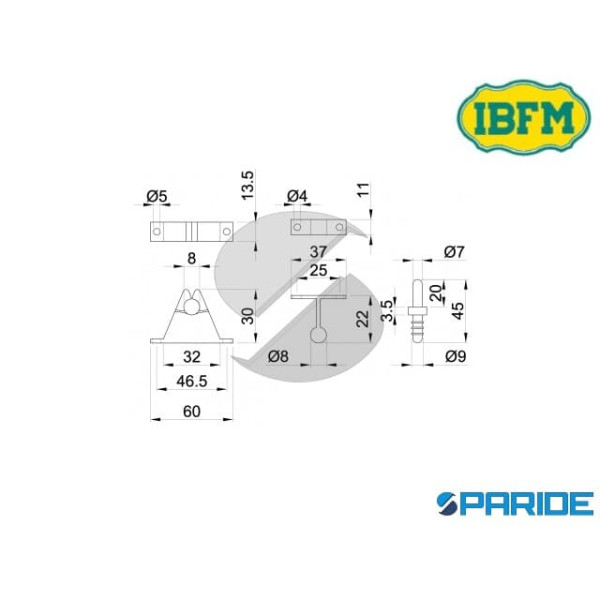 PINZETTA 261 BLOCCA PORTA OTTONE IBFM CON INCONTRO AVVITARE