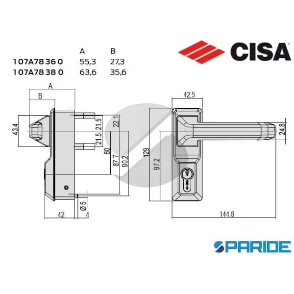 PLACCA CON MANIGLIA 07A78 38 0 CISA ALPHA DA APPLICARE