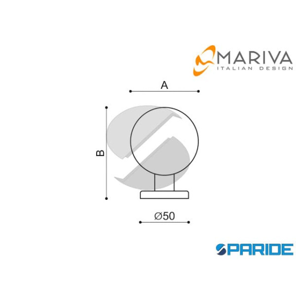 POMOLO SFERA D 60 141 CON ROSETTA CROMO SATINATO