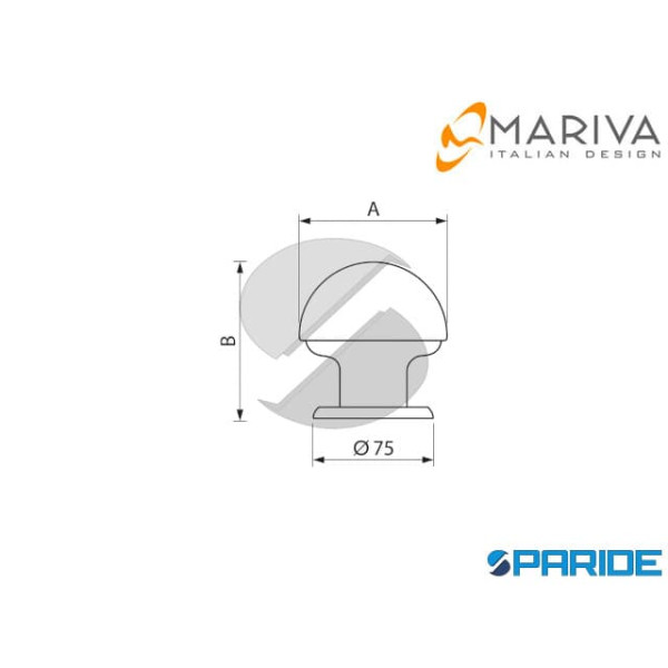 POMOLO URANO D 70 MM 149 CON ROSETTA TONDA OTTONE LUCIDO MARIVA