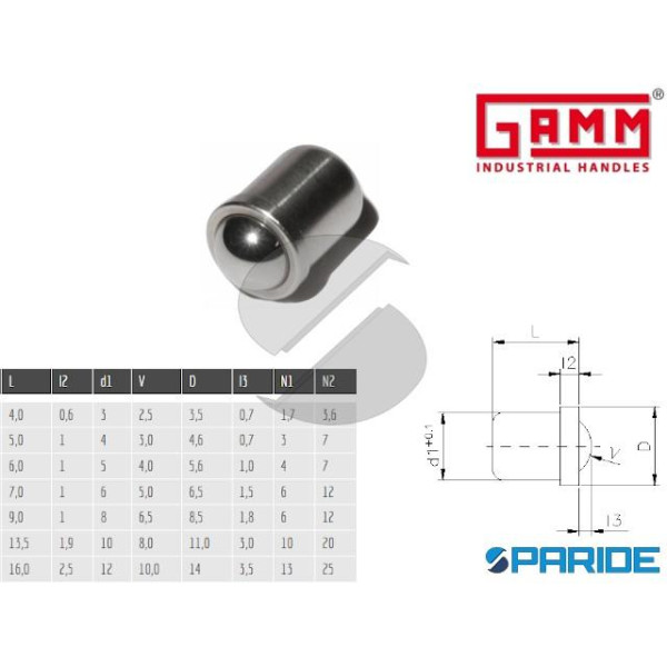 PRESSORE A MOLLA E SFERA D 8 MM INOX