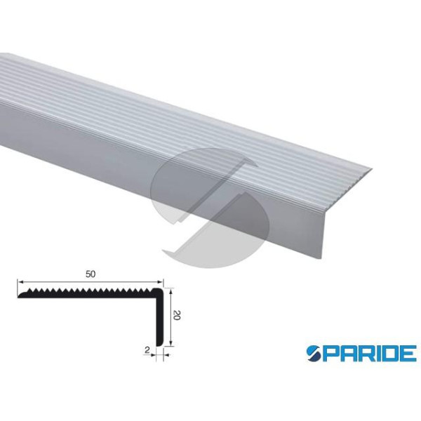 PROFILO A L ANTISCIVOLO 50X20 L 2 MT ALLUMINIO ARG...