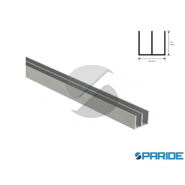 PROFILO CANALINA DOPPIA U IN ALLUMINIO 20X18 L 2 M...
