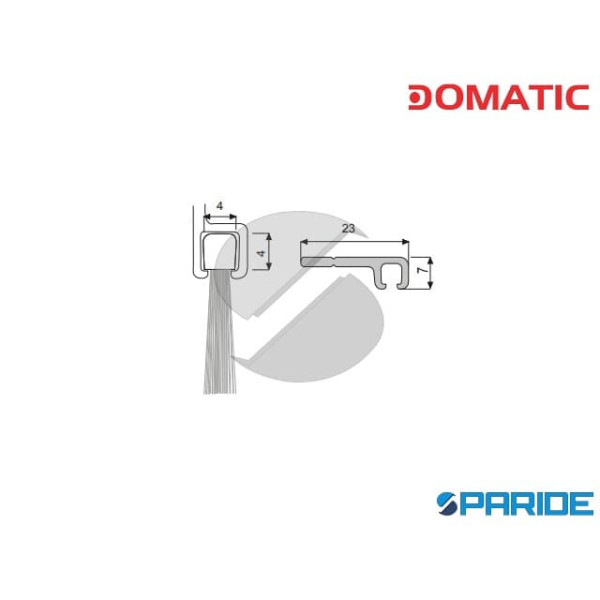 PROFILO DI SUPPORTO DF500BI L 2500 MM PER SPAZZOLINO MARRONE DOMATIC
