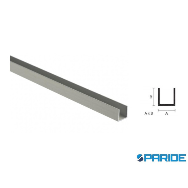 PROFILO IN ALLUMINIO CANALINA U 8X16 L 2 MT ARGENT...
