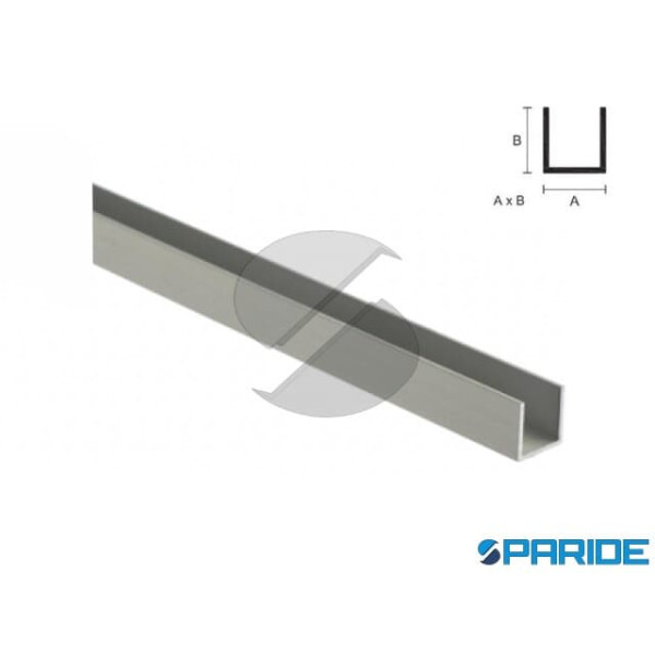 PROFILO IN ALLUMINIO CANALINA U 8X16X1 L 2 MT ARGE...