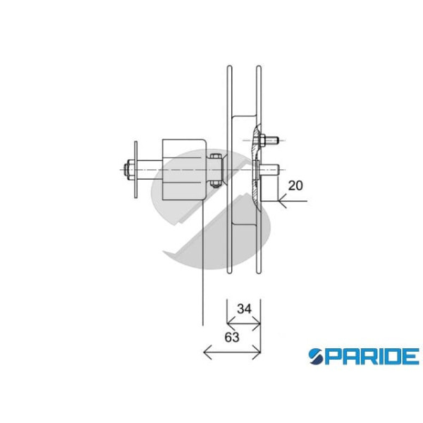 PULEGGIA CON RIDUTTORE D 220 MM PER TAPPARELLE