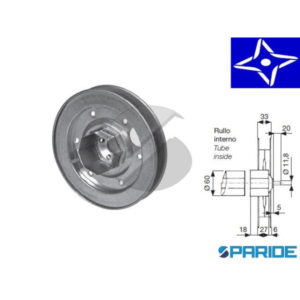 PULEGGIA D 200 PER RULLO OTTAGONALE TAPPARELLE