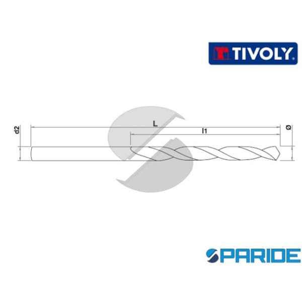 PUNTA PER FERRO D 16,5 MM HSS CILINDRICA CORTA CON GAMBO RIDOTTO TIVOLY