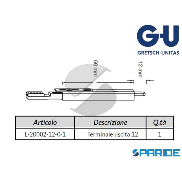 PUNTALE 12 MM SUPERIORE E-20002 GU PER SCATOLA SUP...