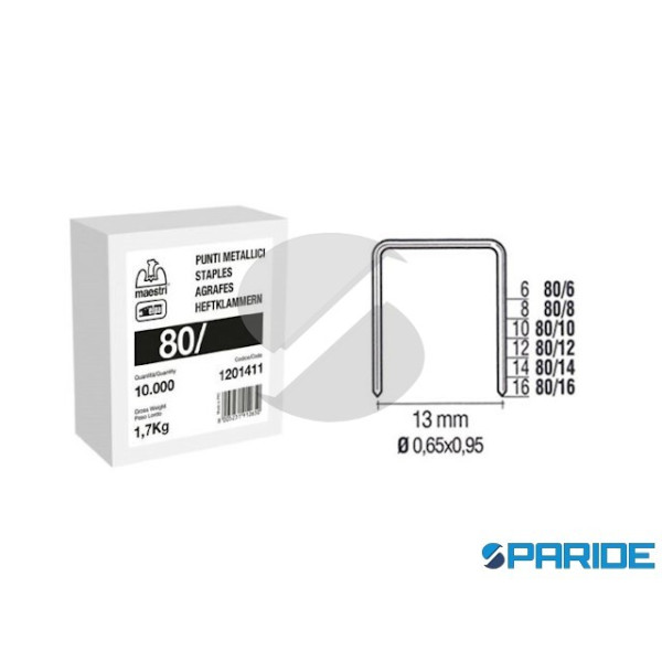 PUNTI METALLICI SERIE 80\6 MM BOX 10000 PZ PER FIS...