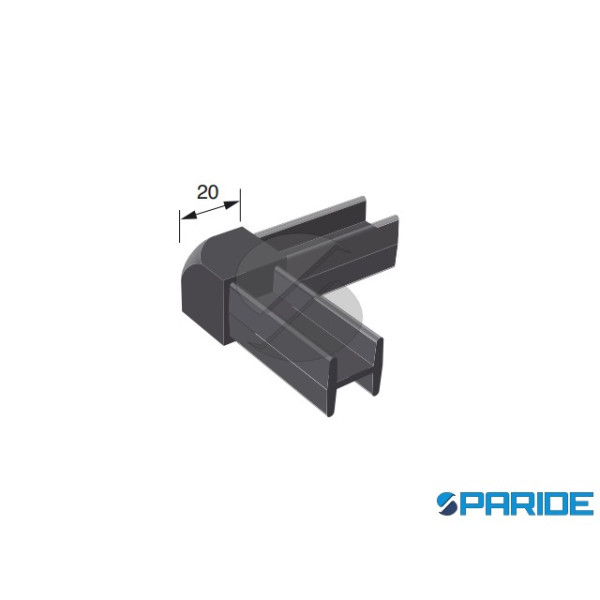 RACCORDO A 2 VIE PER TUBO QUADRO 20 MM NYLON