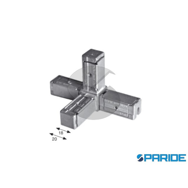 RACCORDO A 4 VIE PER TUBO QUADRO 20 MM ZAMA