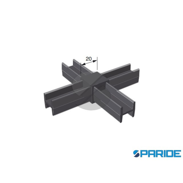 RACCORDO A CROCE PER TUBO QUADRO 20 MM NYLON