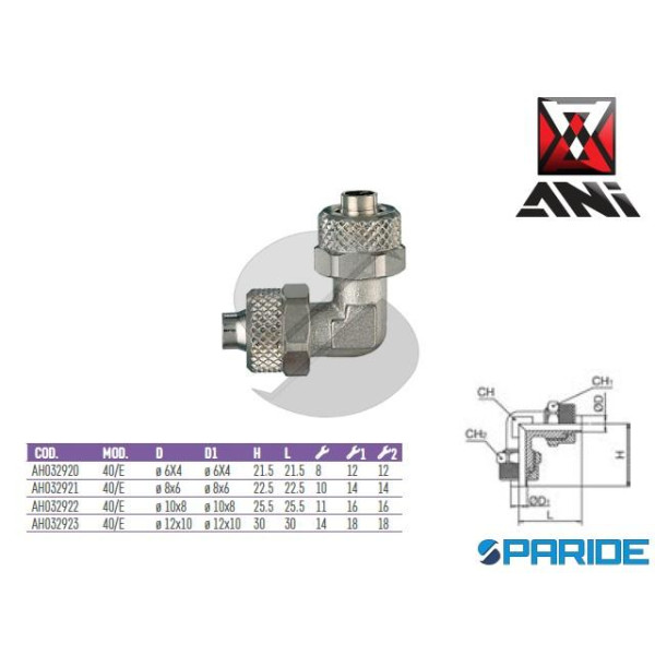 RACCORDO A L D 12X10 MM 40\E AH032923 PER TUBO NYL...