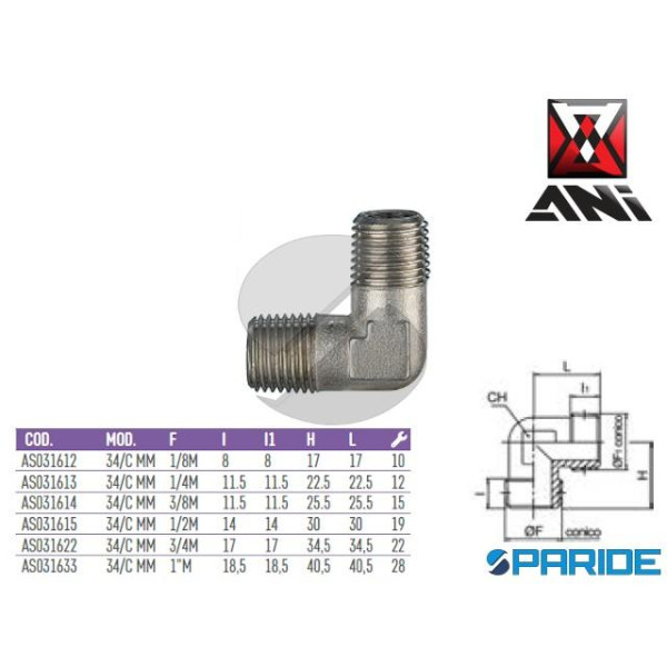 RACCORDO A L FILETTATO MASCHIO 1\8 34/C MM AS03161...