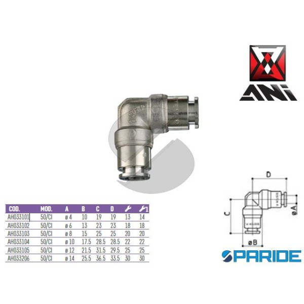 RACCORDO A L INTERMEDIO D 10 MM 50\CI AH033104 ANI