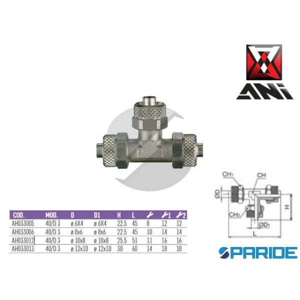 RACCORDO A T D 10X8 MM 40\D3 AH033012 PER TUBO NYL...