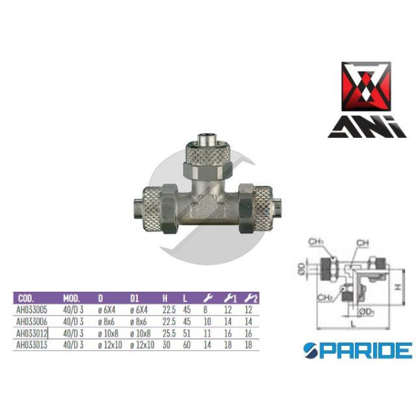 RACCORDO A T D 8X6 MM 40\D3 AH033006 PER TUBO NYLO...