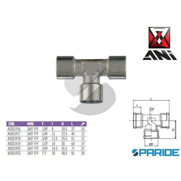 RACCORDO A T FILETTATO F-F-F 1\8 34\F FFF AS031916...