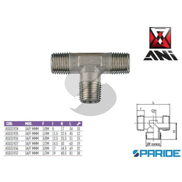 RACCORDO A T FILETTATO M-M-M 1\4 34\F MMM AS031925...