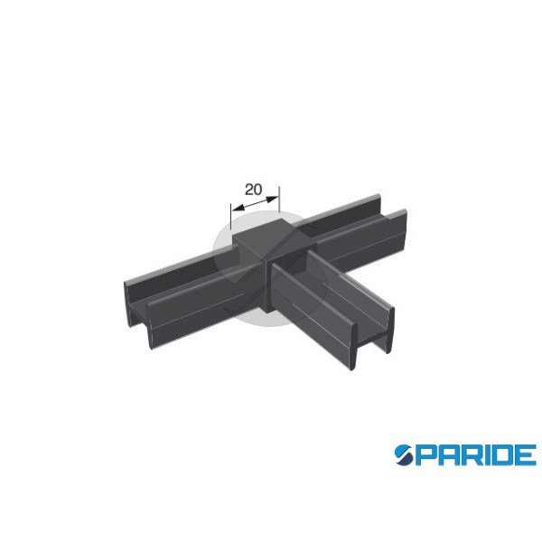 RACCORDO A T PER TUBO QUADRO 20 MM NYLON