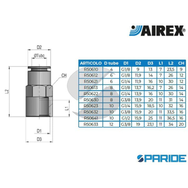 RACCORDO DIRITTO FEMMINA 1\4X10 MM 346 AIREX