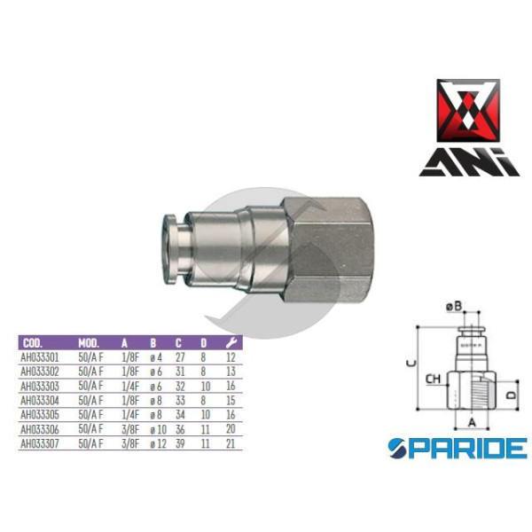 RACCORDO DRITTO 1\8 FEMMINA D 8 MM 50\A F AH033304...
