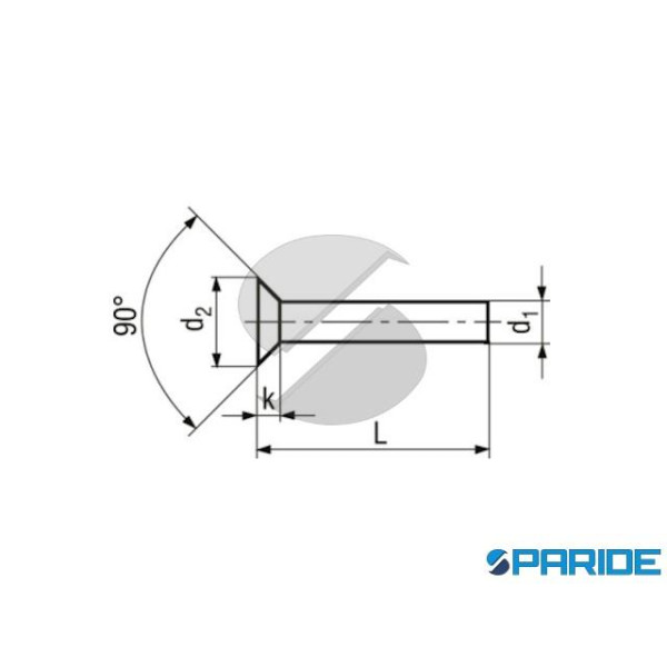 RIBATTINO TESTA SVASATA 3X8 ALLUMINIO