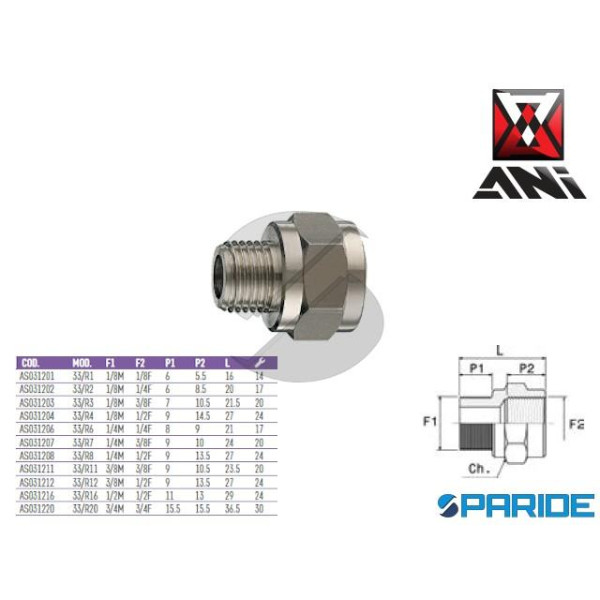 RIDUZIONE MASCHIO 1\2 FEMMINA 1\2 33/R16 AS031216 ...