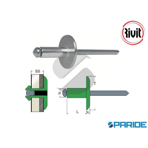 RIVETTO ALLUMINIO AFL TL 6,4X16 MM 0014700 RIVIT