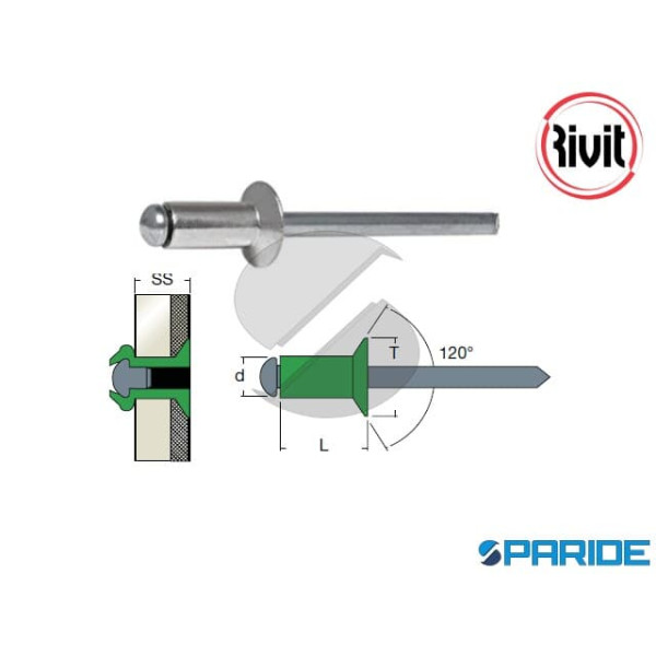 RIVETTO ALLUMINIO AFS TS 4X12 MM 0016400 RIVIT