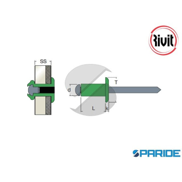 RIVETTO ALLUMINIO AFT TT 3,2X10 MM 0019700 RIVIT NERO RAL 9005