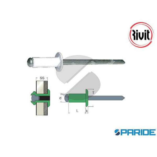 RIVETTO ALLUMINIO BIANCO AFTC TT 4X16 MM 3551800 R...
