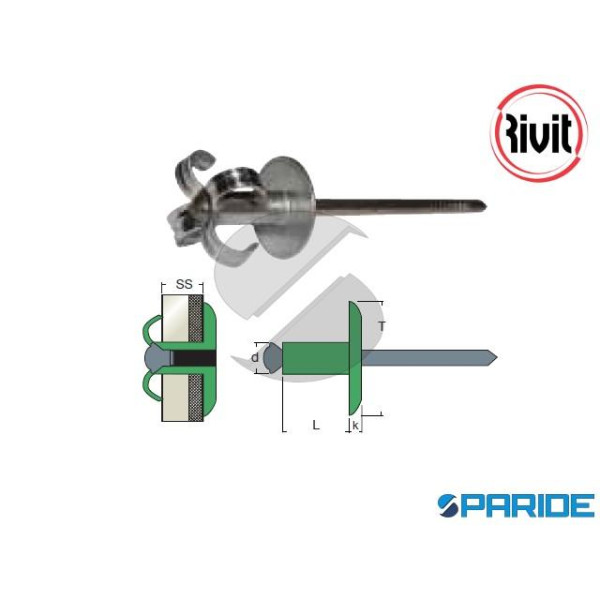 Rivetto A Strappo In Alluminio 3,8 X 22 Mm - Rivetti E Inserti - Foto 3