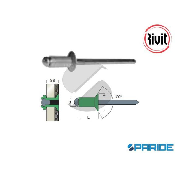 RIVETTO ALLUMINIO TSV 3,2X8 A STRAPPO TESTA SVASAT...