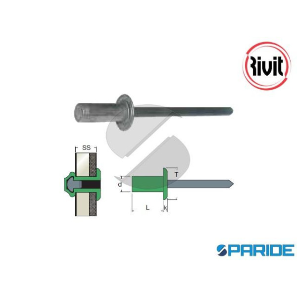 RIVETTO ERMETICO ALLUMINIO 4X8 A STRAPPO CHIODO AC...