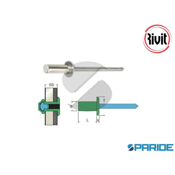 RIVETTO ERMETICO ALLUMINIO 4X8 A STRAPPO CHIODO IN...