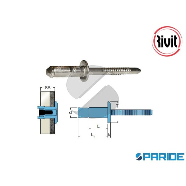 RIVETTO INOX 304 MONRIV BIIT\A2 TT 6,4X14 MM 2478300 RIVIT