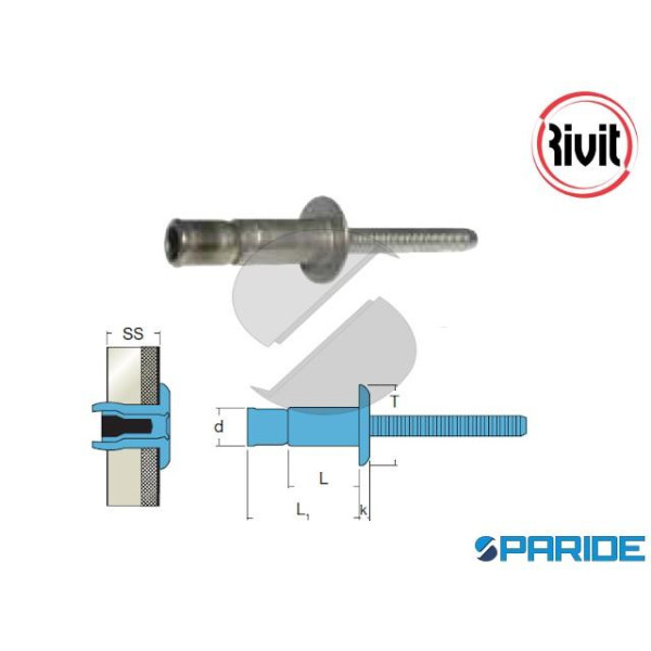 RIVETTO INOX 304 MONRIV TT 6,4X14,0 MM TESTA TONDA...