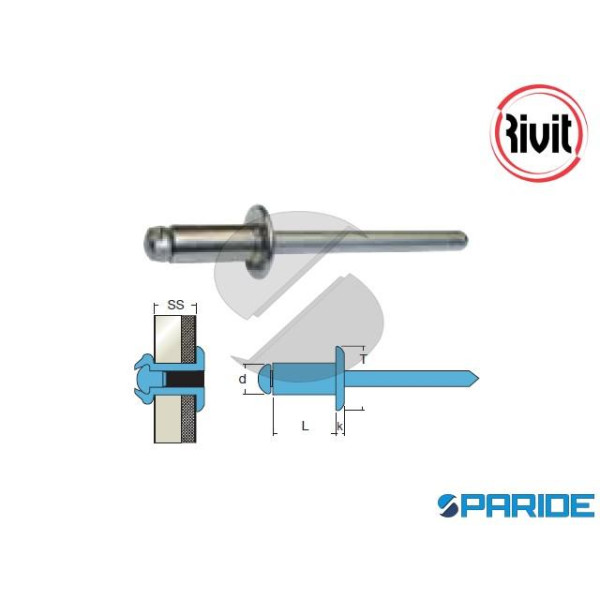 RIVETTO INOX A2 6X12 A STRAPPO