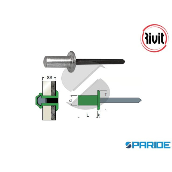 RIVETTO STAGNO ALLUMINIO SAFT TT 4X9,5 MM 083800 R...