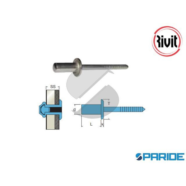 RIVETTO STAGNO INOX A2 4,8X12 MM TESTA TONDA SIIT\...