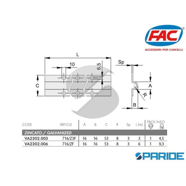 ROTAIA 6 MT A FISSARE GOLA D 16 MM 716\ZF FAC
