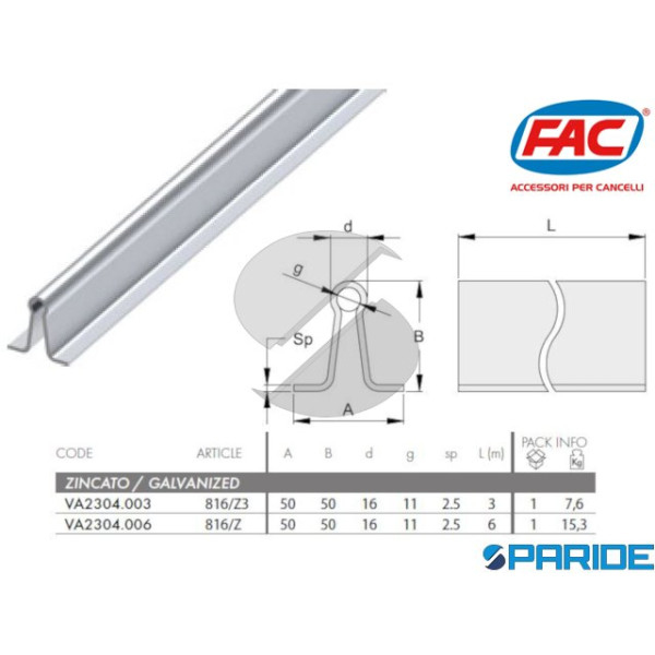 ROTAIA SAGOMATA D 16 MM 6 MT FAC GOLA O ZINCATA A CEMENTARE